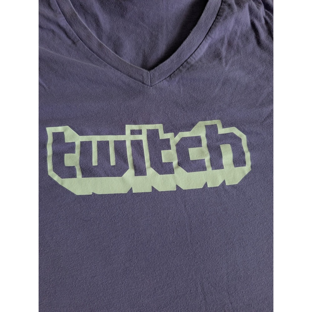 Twitch Logo V-Neck T-Shirt Purple XL American Apparel Gaming Streamer Tee USA